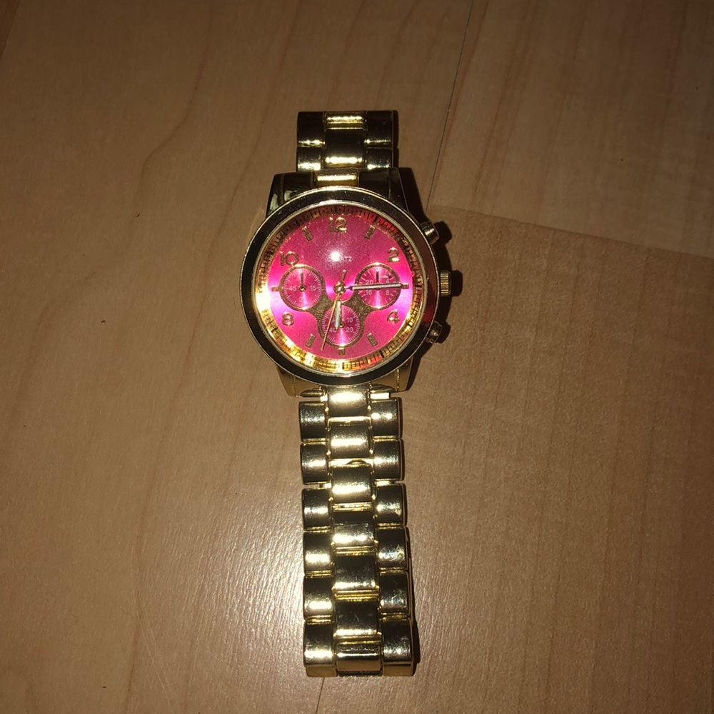 Pink and gold watch